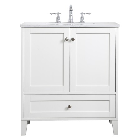 Elegant Decor 30 Inch Single Bathroom Vanity In White, 714619 VF18030WH